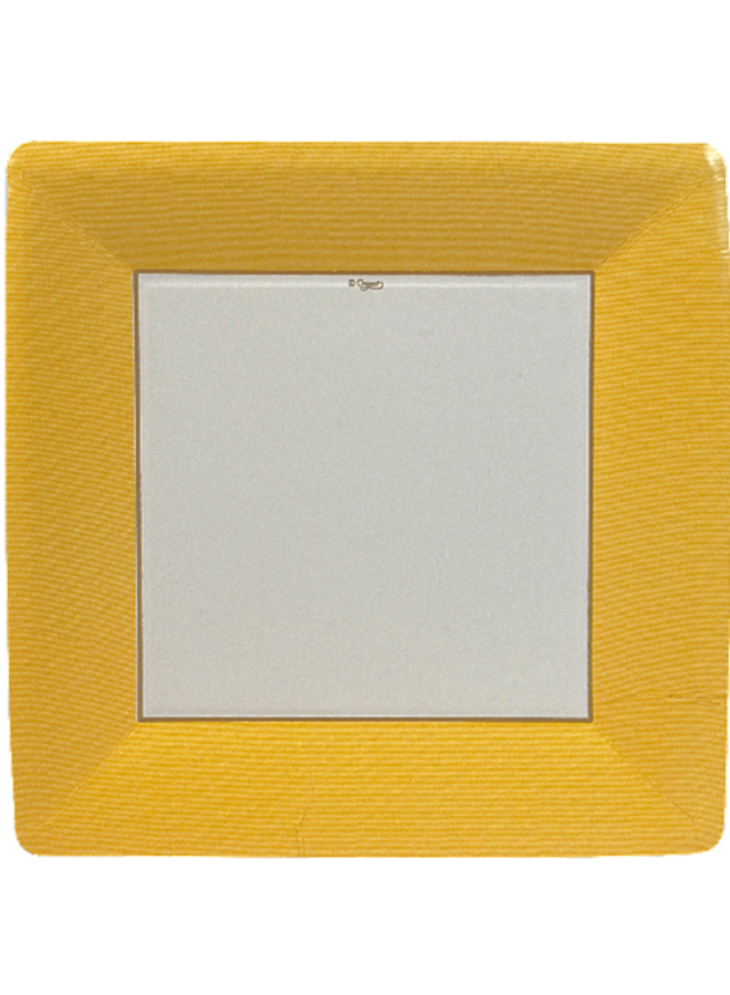 Grosgrain Border Yellow Square Dinner Plates
