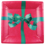 Tied With A Bow Red & Spruce Square Salad & Dessert Plates - 8 Per Package