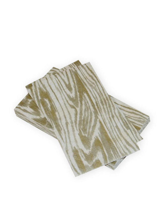 Woodgrain Silver & Gold Guest Towel Napkins - 15 Per Package