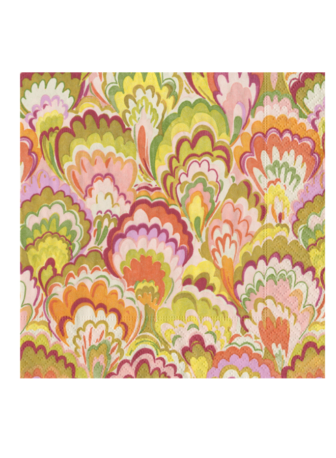 Marbled Ceramica Raspberry/chartreuse Cocktail Napkins - 20 Per Package