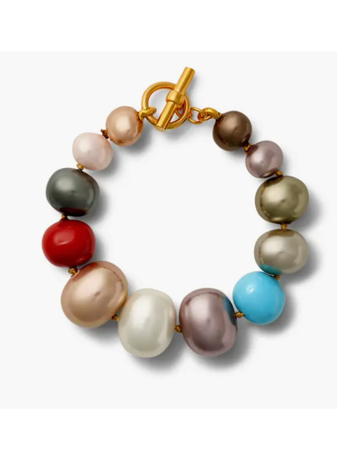 Rainbow Pebble Pearl Bracelet