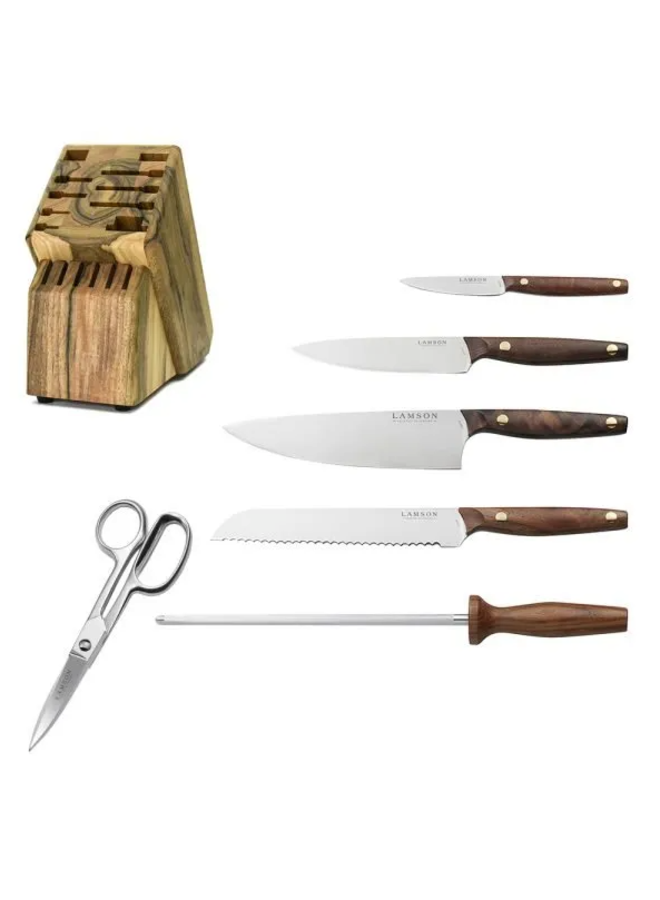 Vintage Walnut Series 7-Piece Block Set, Natural Walnut Block