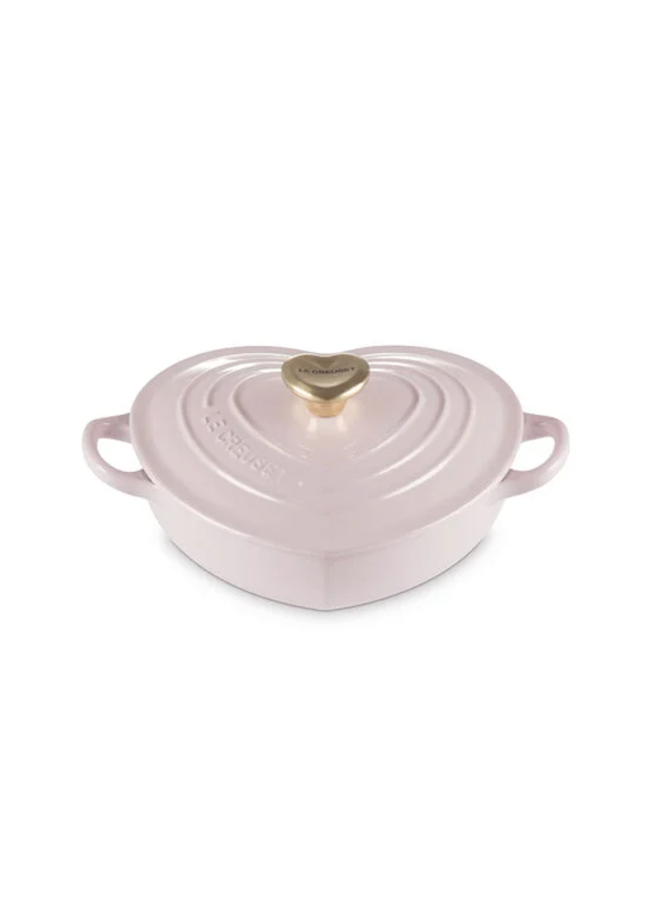 Shallow Heart Cocotte 1.25 Qt with Light Gold Heart Knob