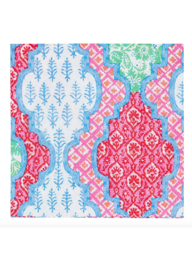 Provencale Cotton Pink Multi Cocktail Napkins - 20 Per Package