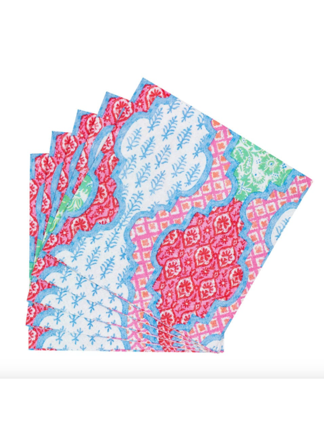 Provencale Cotton Pink Multi Cocktail Napkins - 20 Per Package