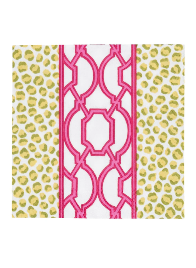 Knots And Spots Green & Fuchsia Cocktail Napkins - 20 Per Package
