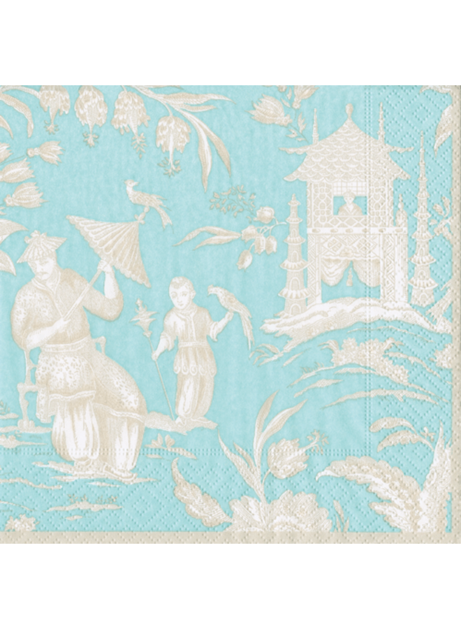 Silk Road Toile Robin's Egg Luncheon Napkins - 20 Per Package