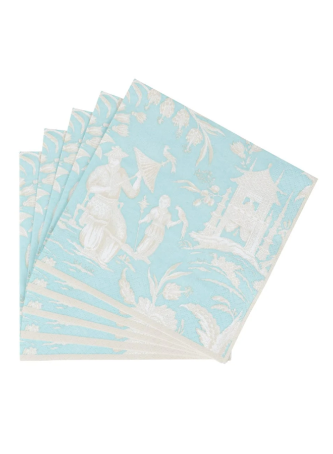 Silk Road Toile Robin's Egg Luncheon Napkins - 20 Per Package