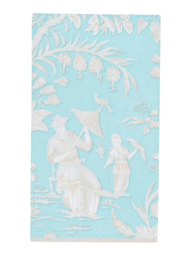 Silk Road Toile Robin's Egg Guest Towel Napkins - 15 Per Package