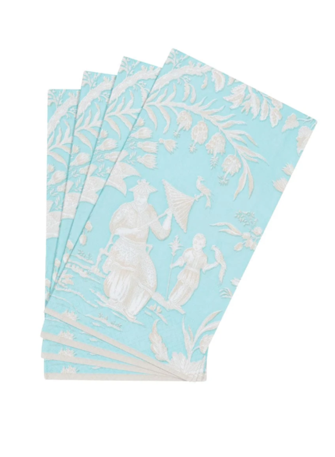 Silk Road Toile Robin's Egg Guest Towel Napkins - 15 Per Package