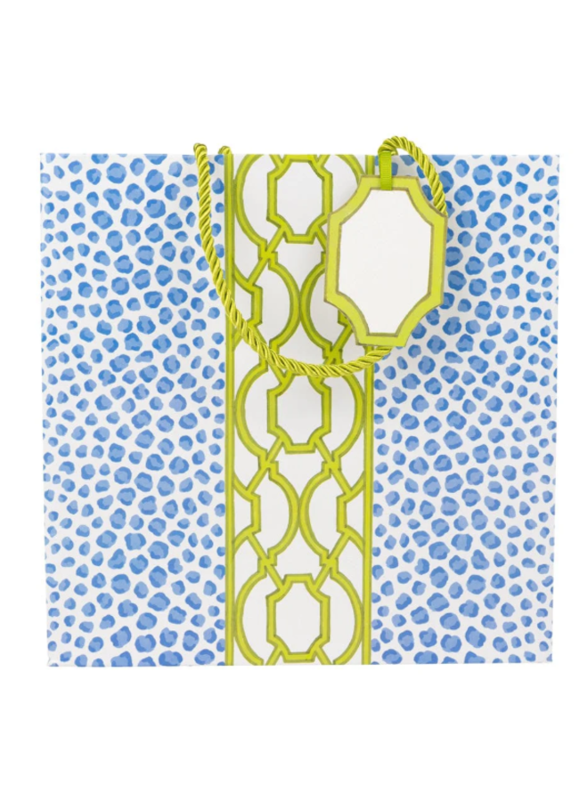 Knots And Spots Blue & Green Medium Square Gift Bag