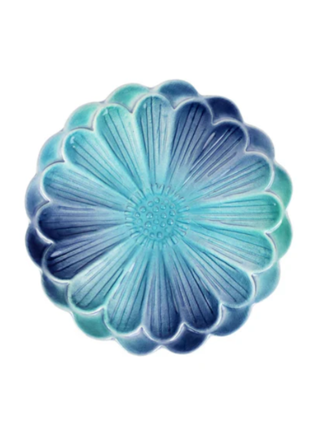 Lisbon Cobalt and Aqua Flower Cocktail Plate