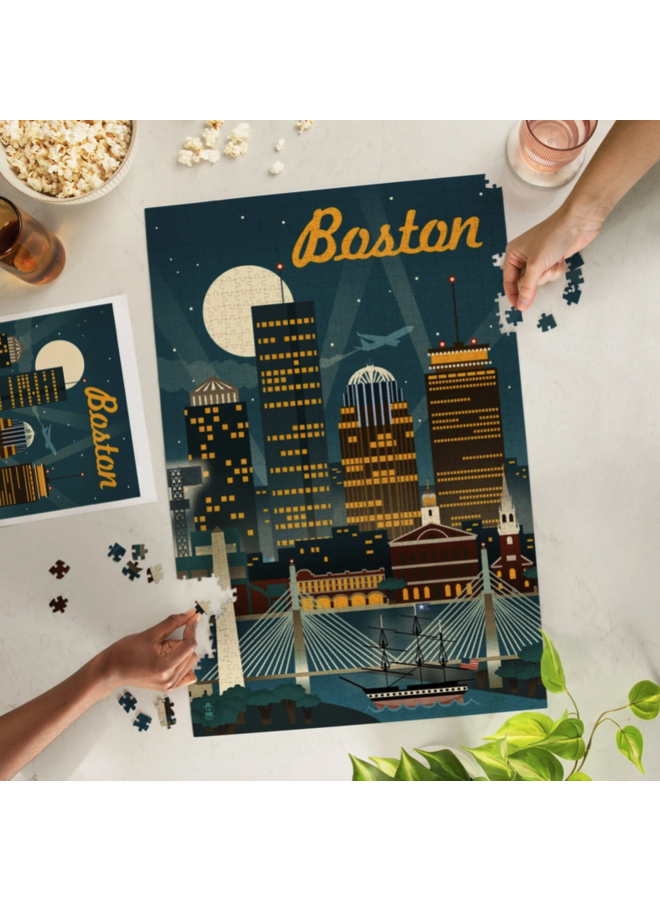 1000-Piece Puzzle Boston Retro Skyline