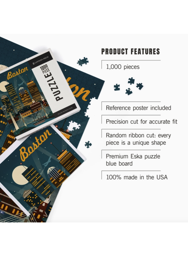 1000-Piece Puzzle Boston Retro Skyline