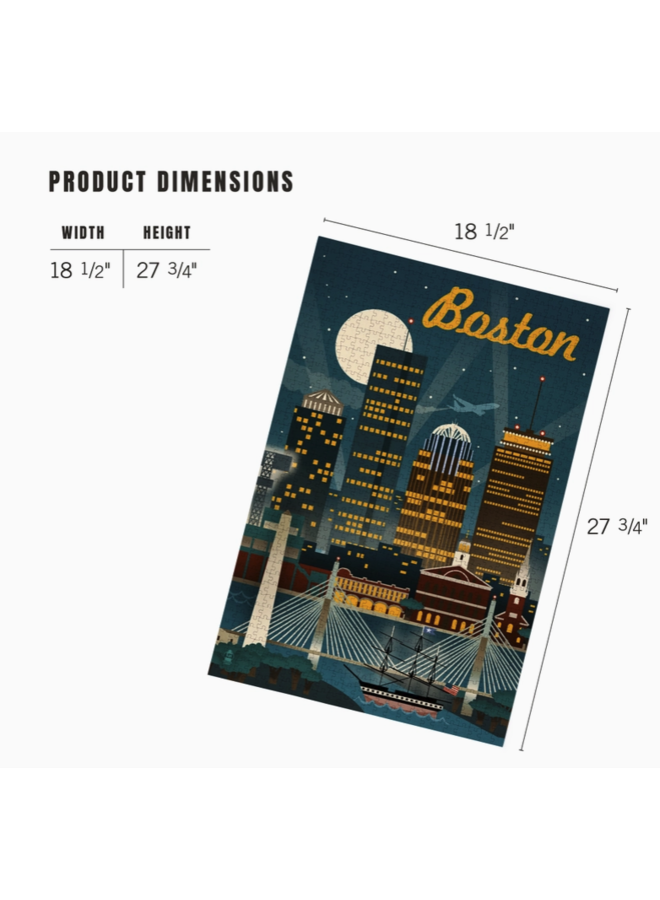 1000-Piece Puzzle Boston Retro Skyline