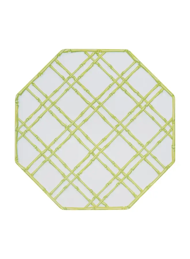 Bamboo Screen Moss Green Paper Placemats Octagon  - 12 Per Package