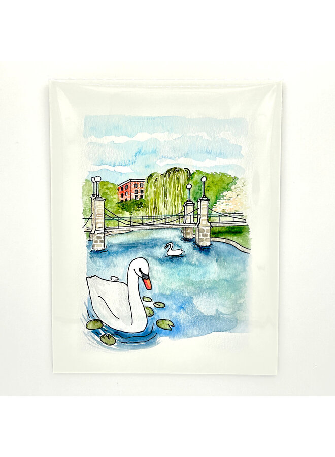 Public Garden Pond with Swan 8" x 10" Print