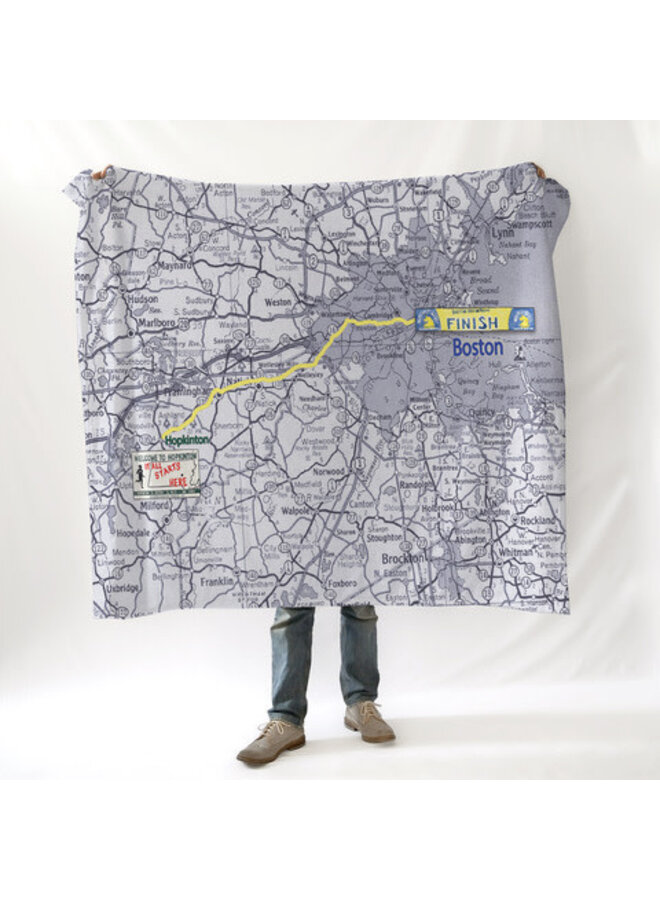 Fleece Blanket Boston Marathon Route