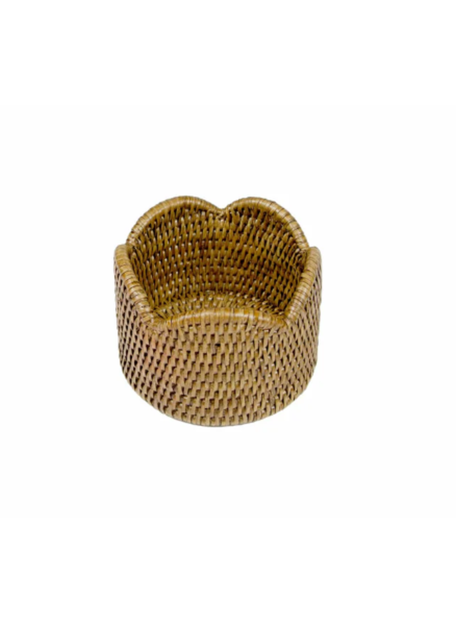 Rattan Scallop Wine Coaster Cream