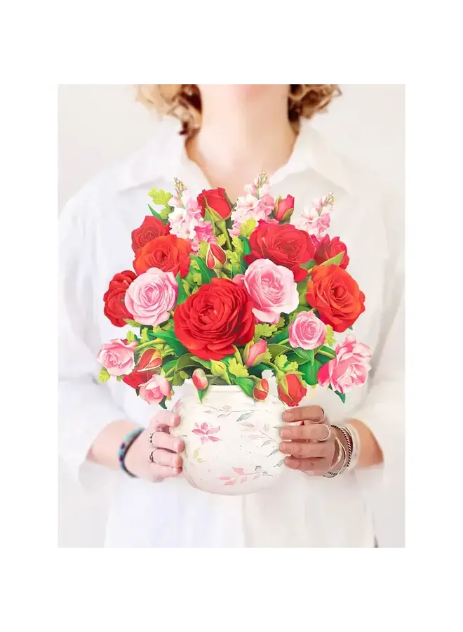 Mini Pop-Up Greeting Card Blooming Roses