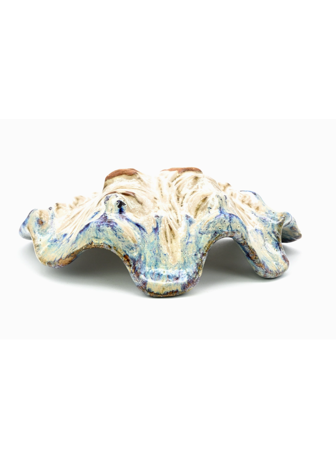 Clam Shell Vase with Milk & Purple Effect
