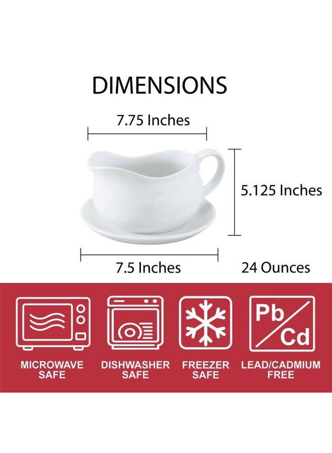 Gravy Boat with Saucer, 24oz