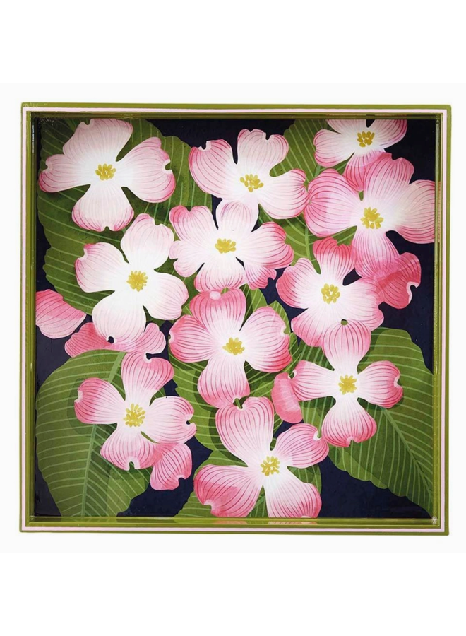 Pink Dogwood 15" Square Tray