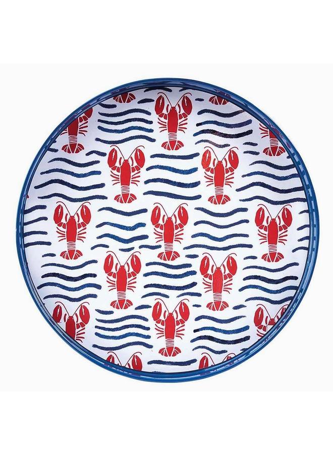Lobster Waves 15" Round Tray