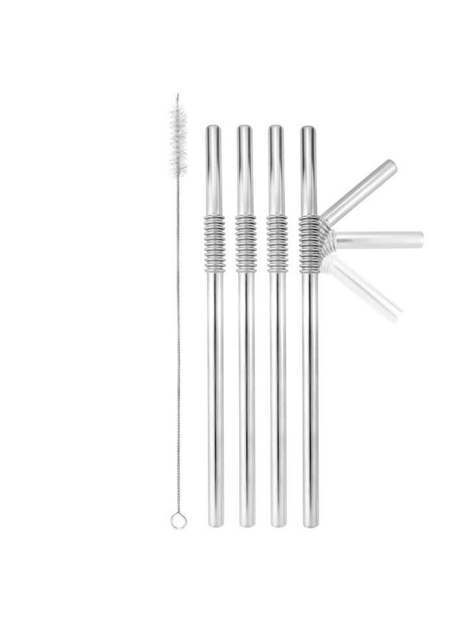 Turtleneck Bendable Metal Drinking Straws S/4