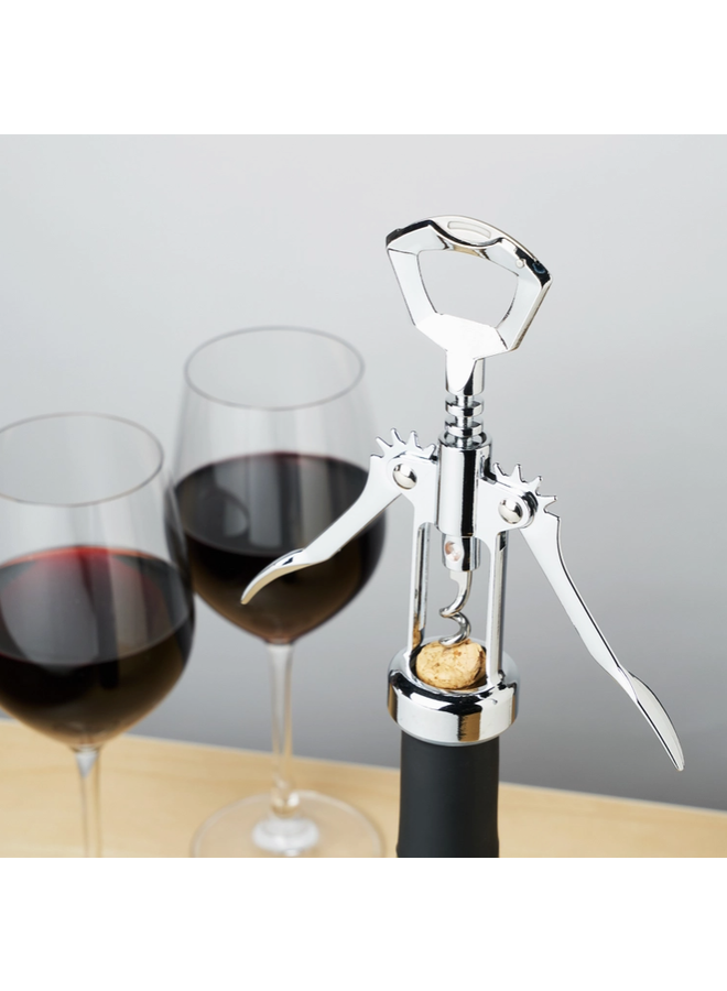 Glider Winged Wine Bottle Corkscrew w/ Foldable Foil Cutter