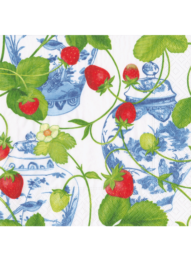 Strawberries and Cream Napkin Cocktail Napkins - 20 Per Package