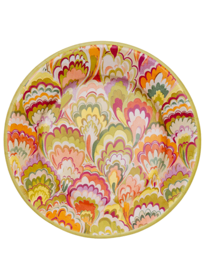 Marbled Ceramica Raspberry & Chartreuse Salad & Dessert Plates - 8 Per Package