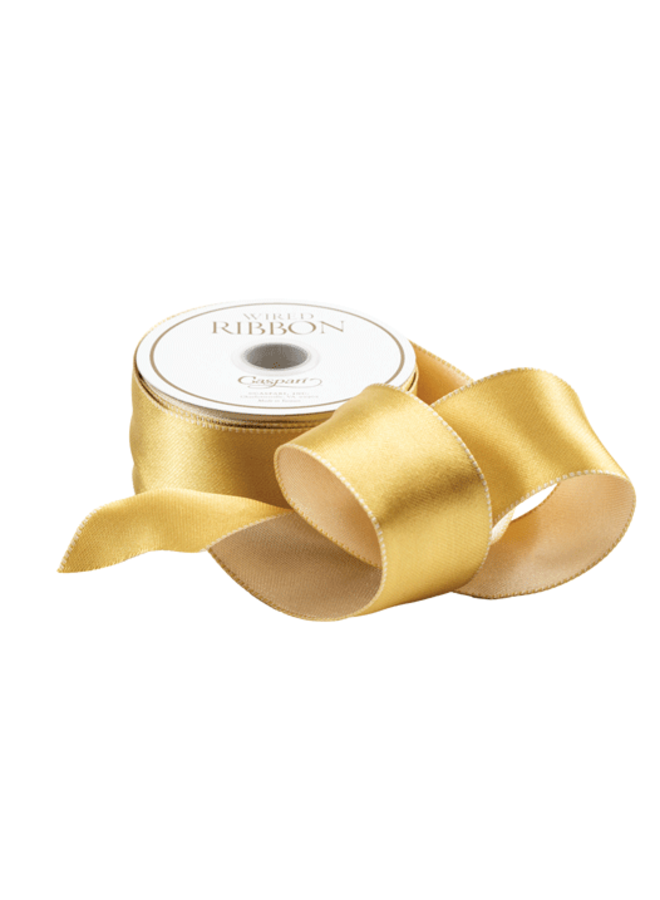 Satin Gold/Ivory Reversable Wired Ribbon - 6 Yard Spool