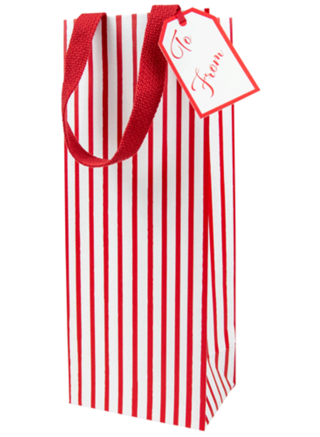 Stripes For Days Red and White Bottle Bag