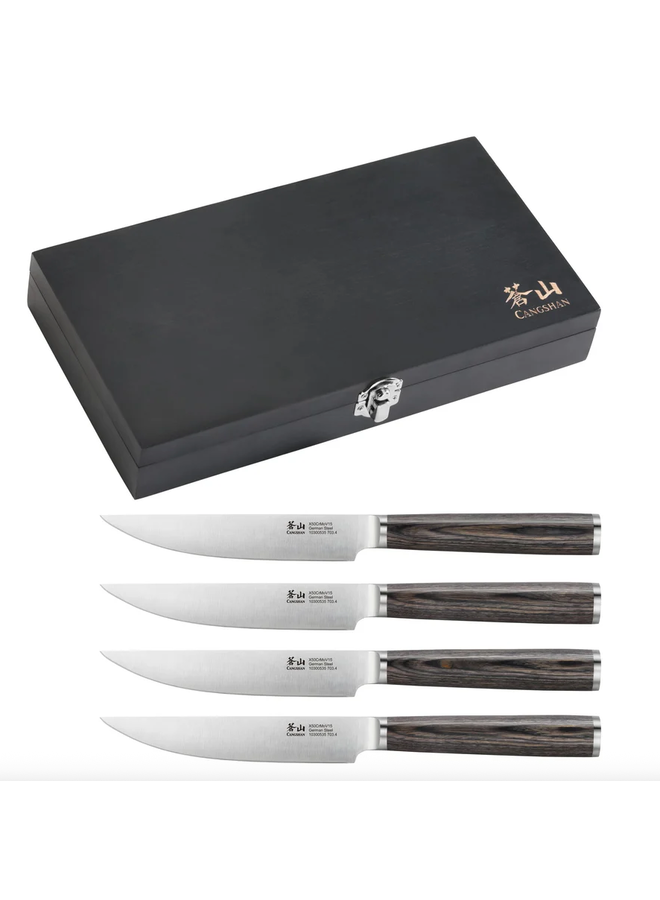 4-Piece Pakkawood Steak Knife Set in Wood Box