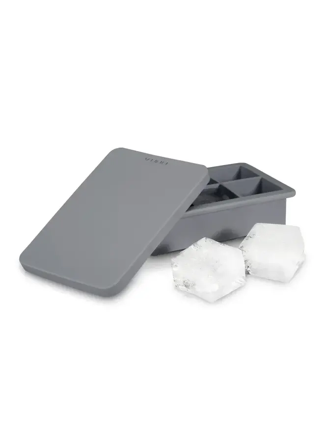 Glacier Whiskey Ice Cube Tray with Lid in Grey