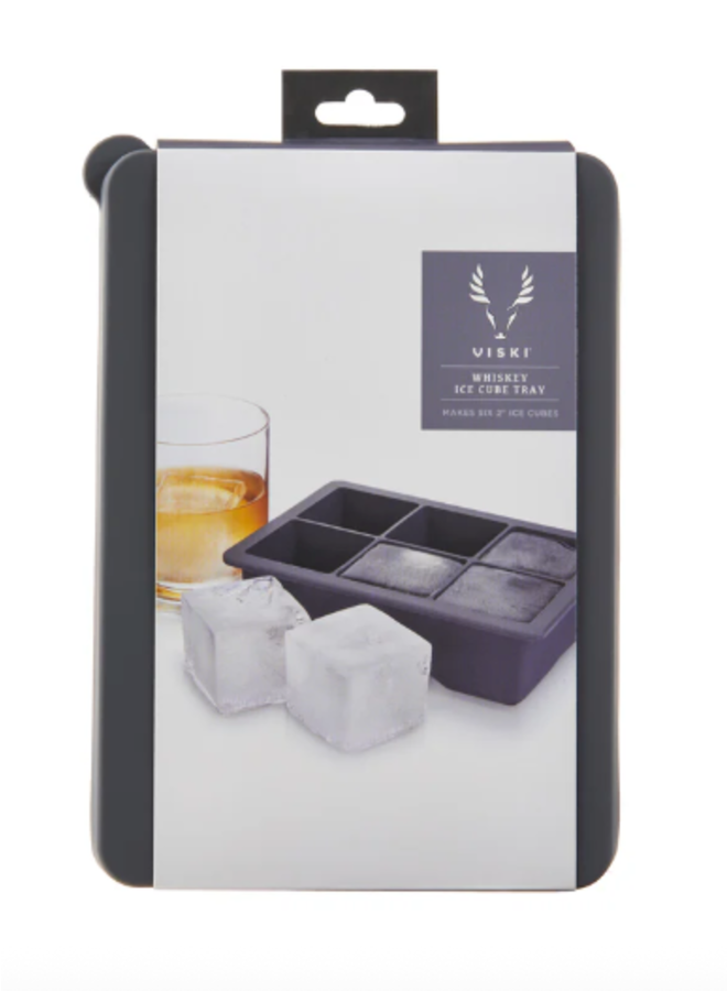 Glacier Whiskey Ice Cube Tray with Lid in Grey
