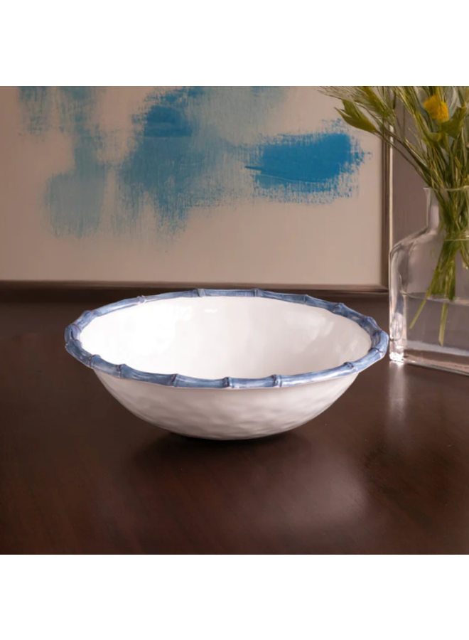 VIDA Bamboo Large Salad Bowl (White and Blue)