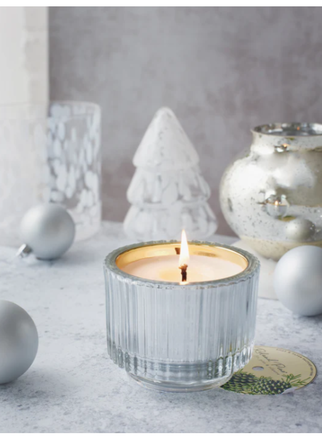 Roland Pine 6 oz. Silver & Gold Ribbed Glass Candle