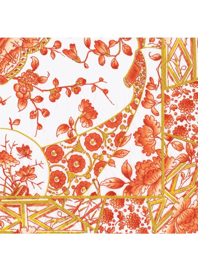 Gilded Porcelain Coral Paper Dinner Napkins in Ivory - 20 Per Package