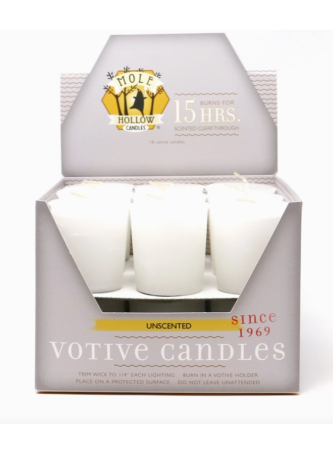 Unscented Votive Candles 6x6x5