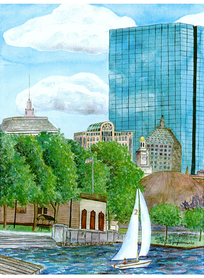 Gold Framed 8x10 Print of A Sail by the Hatch Shell Framed