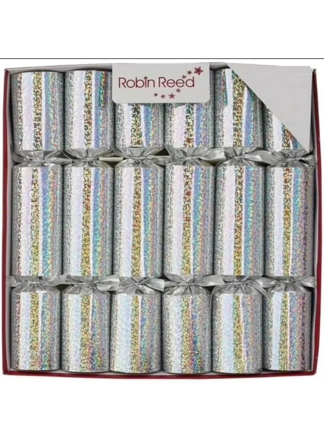 Silver Sparkle Party Mini Charade Crackers Set of 8 - 6"
