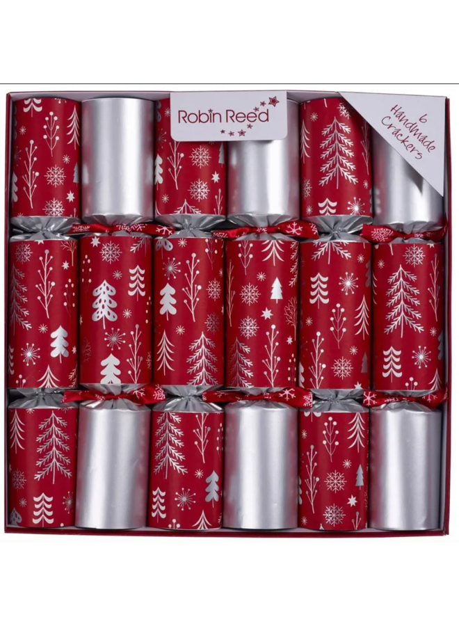 White & Silver Trees Party Crackers Set of 6 - 12"