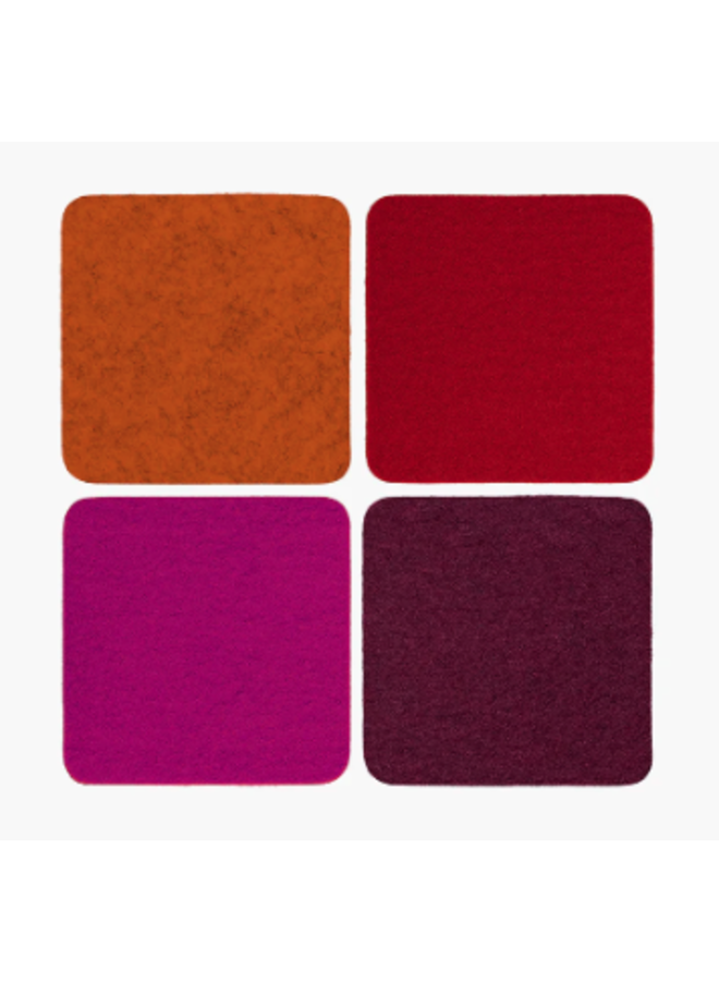 Bierfilzl Merino Wool Felt Square Coaster Multi 4 Pack