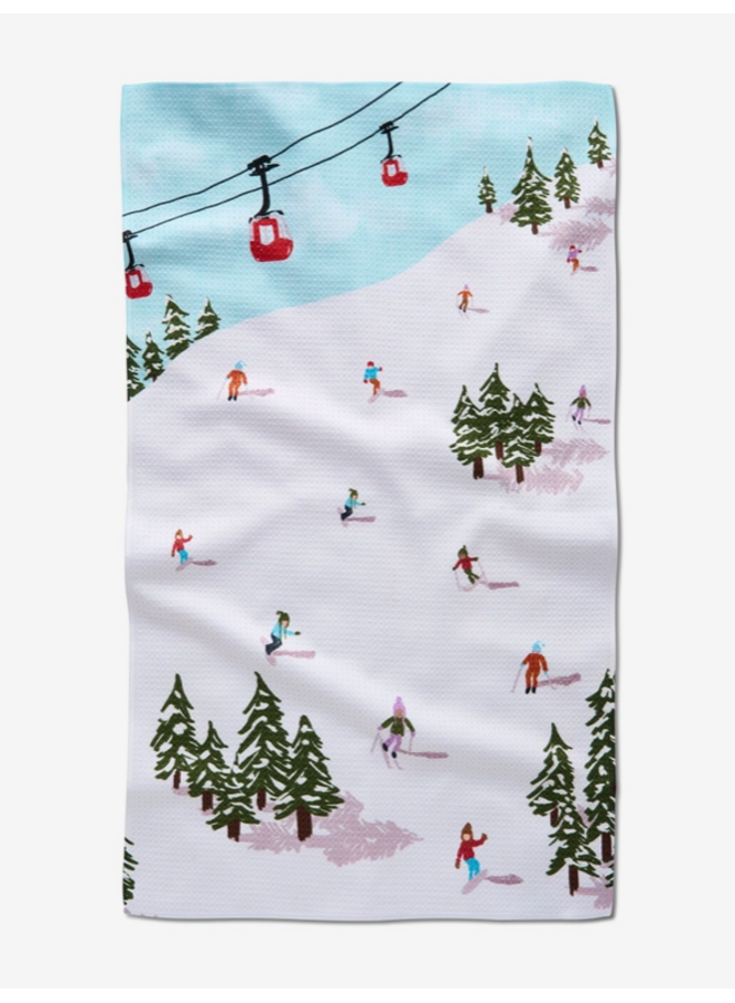 Winter Skiing Trip Tea Towel