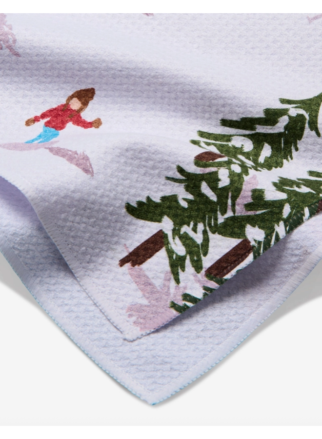 Winter Skiing Trip Tea Towel