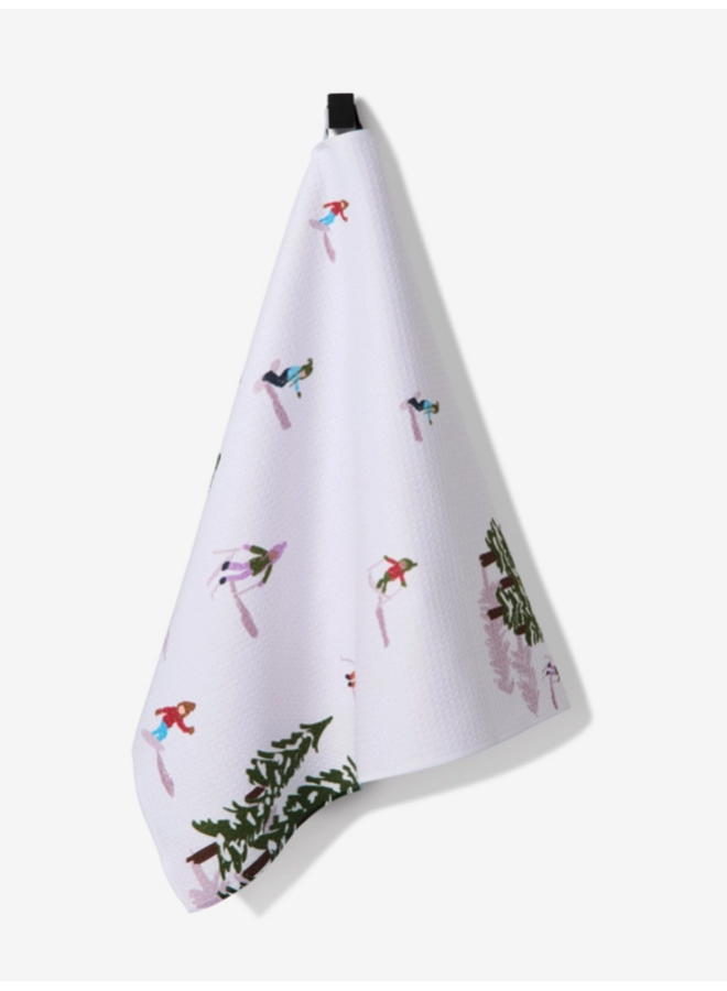 Winter Skiing Trip Tea Towel