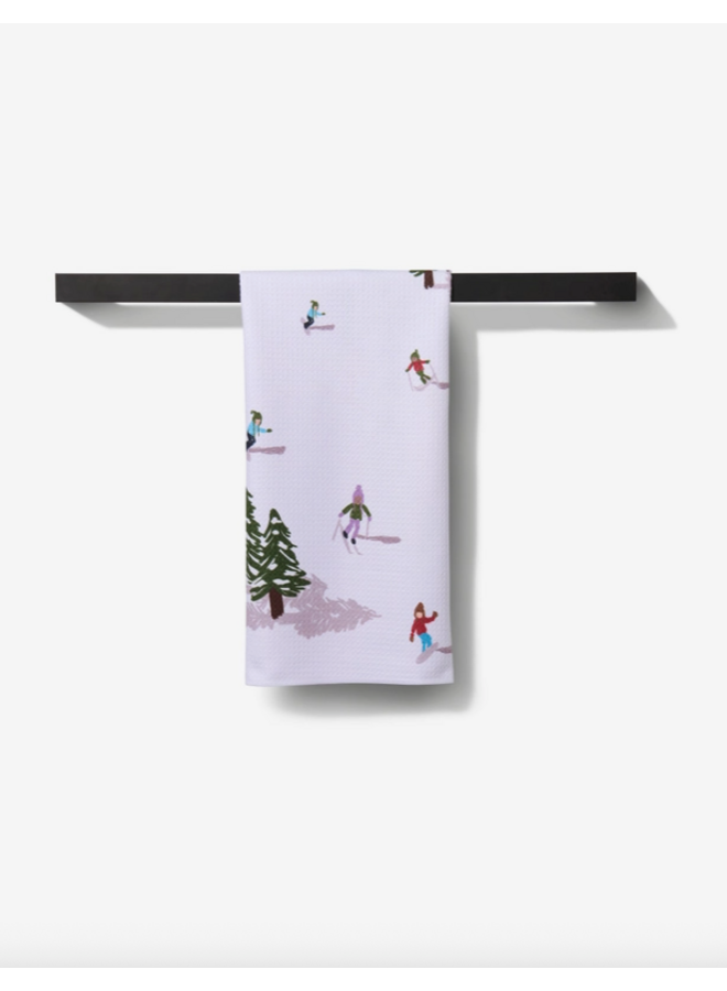 Winter Skiing Trip Tea Towel