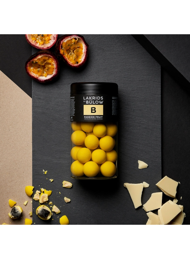 B – Passionfruit White Chocolate Coated Gourmet Licorice